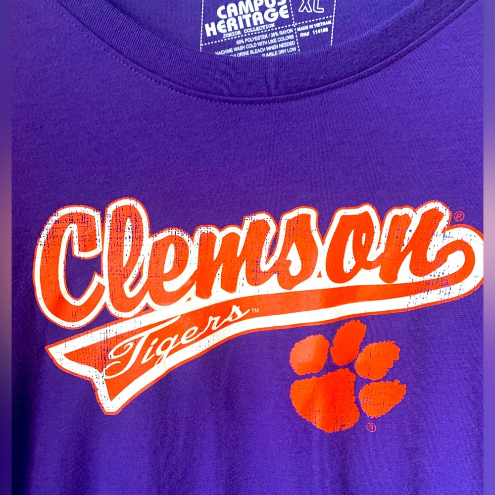 Clemson (XL) Campus Heritage Junior Collection; 3/4 orange sleeve w/ purple body
